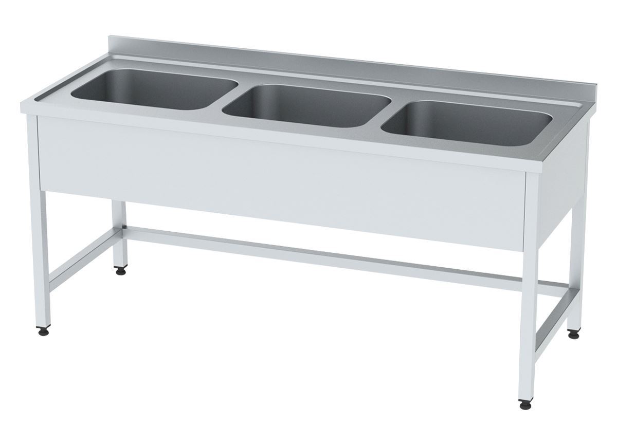 Work Table with 3 Sink without Bottom Shelf