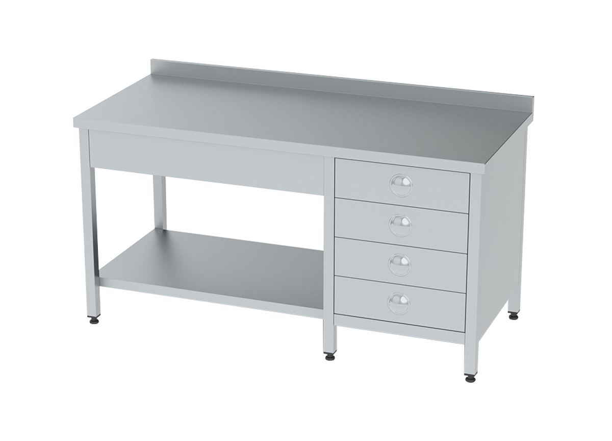Work Table with Drawers, Bottom Shelf
