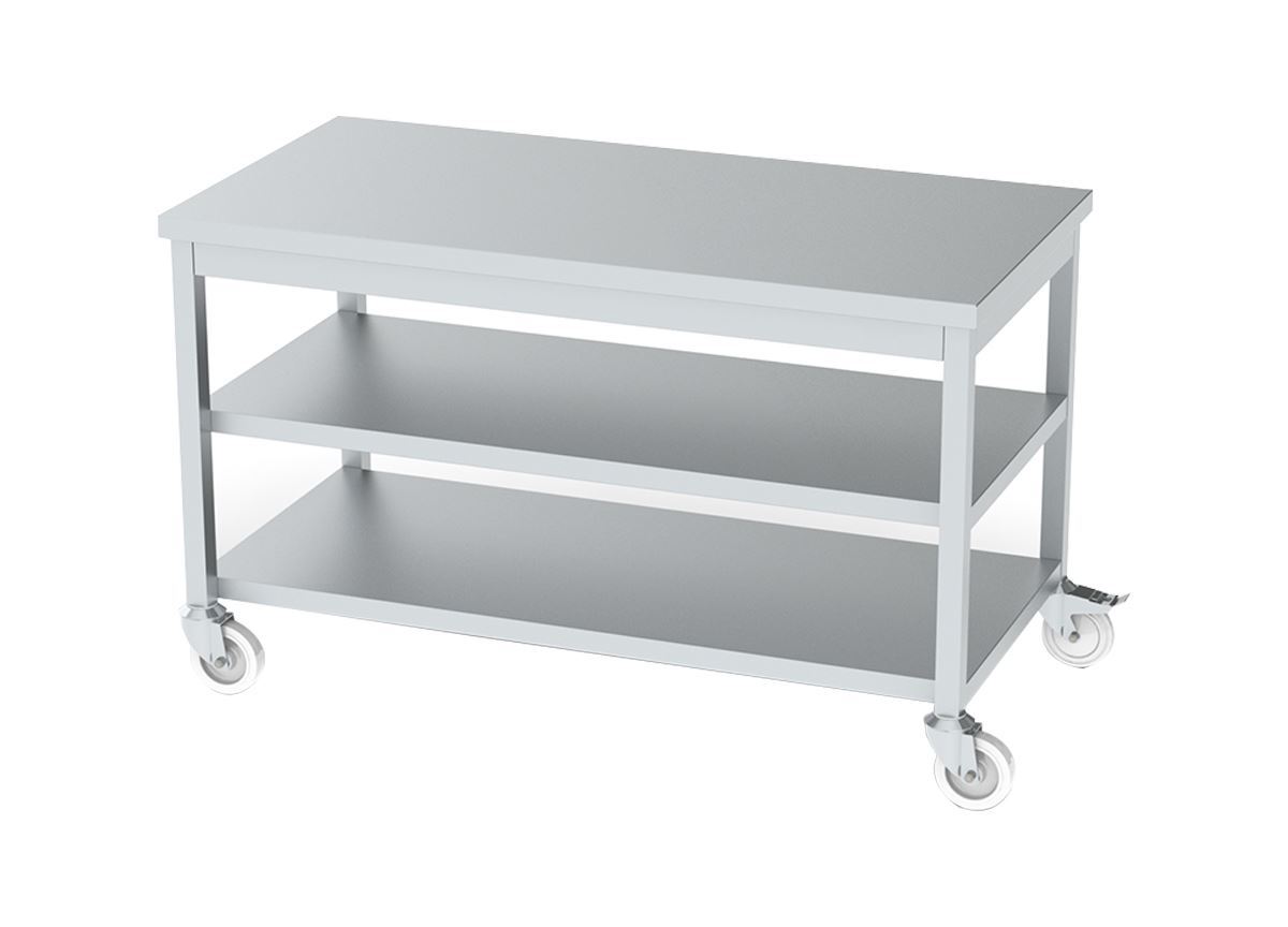 Mobile Wort Table with Middle Shelf