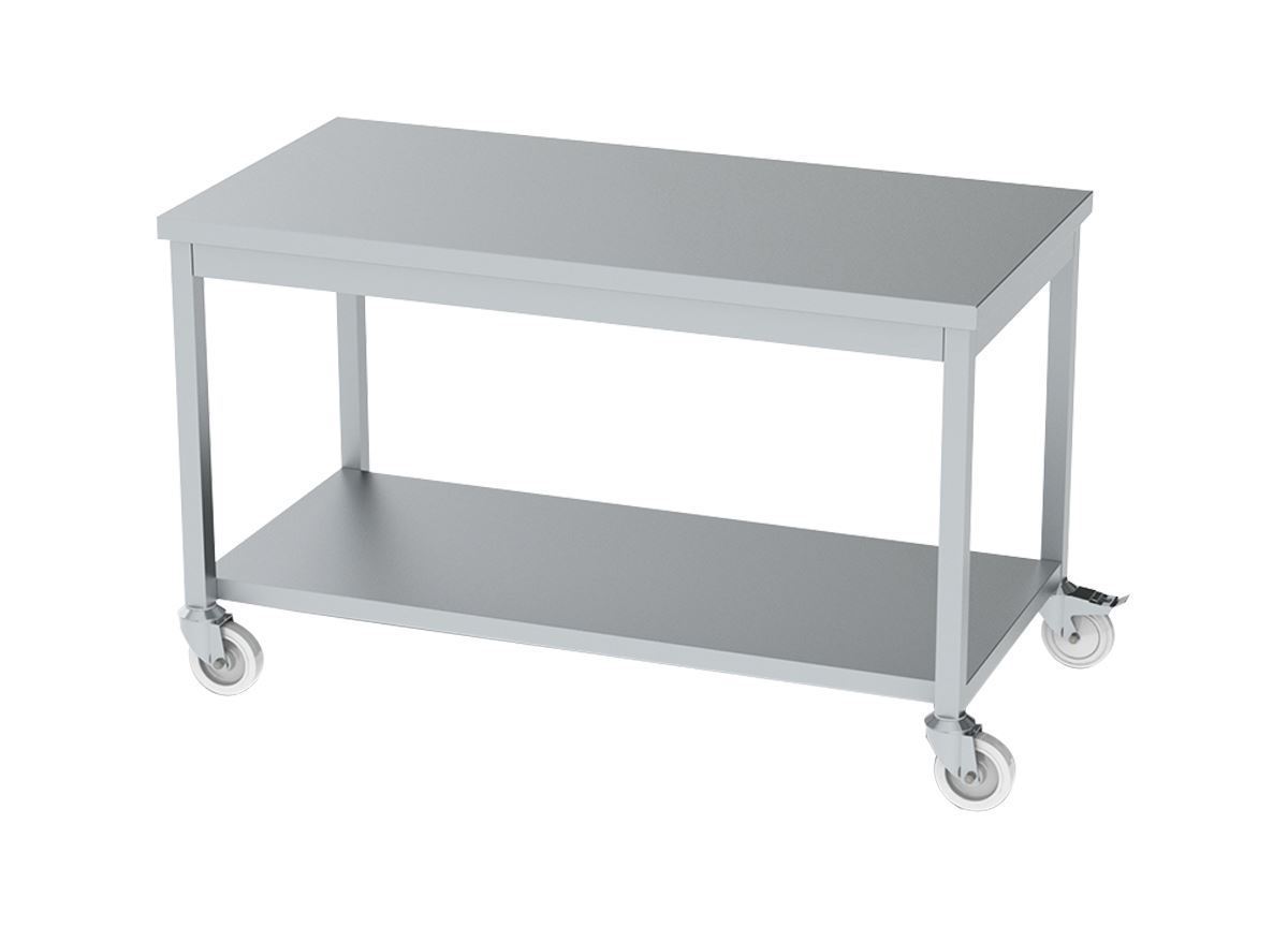 Mobile Wort Table with Bottom Shelf
