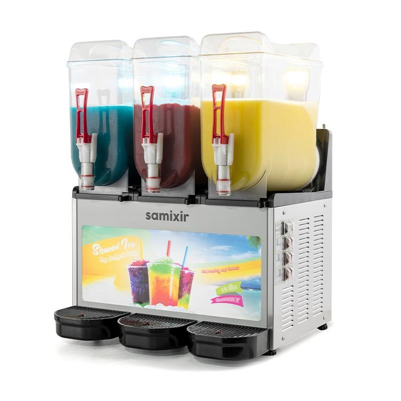 Samixir Allure Triple Ice Slush Granita ve Soğuk Meyve Suyu Dispenseri, 12+12+12 Lt